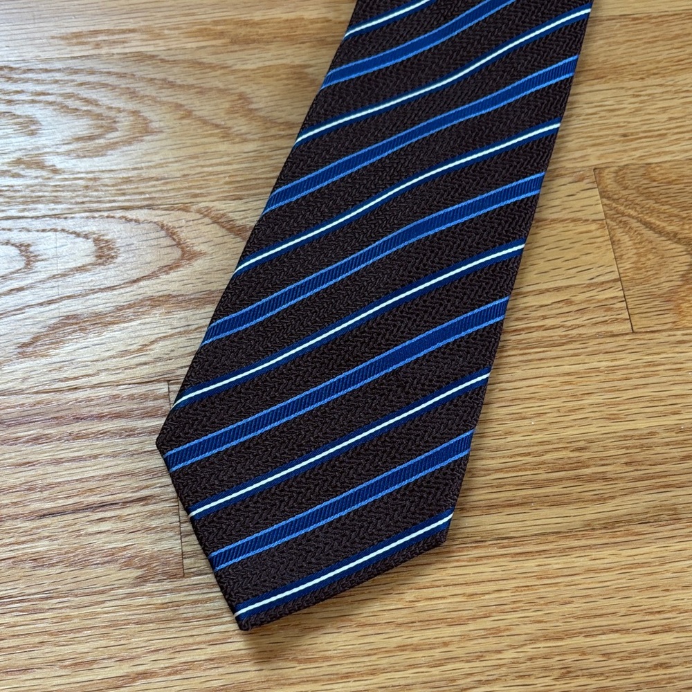 Tasso Elba Brown and Blue Diagonal Striped Tie